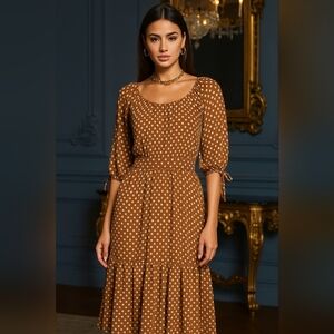 ☆Maggy London Brown Polka Dot Dress☆